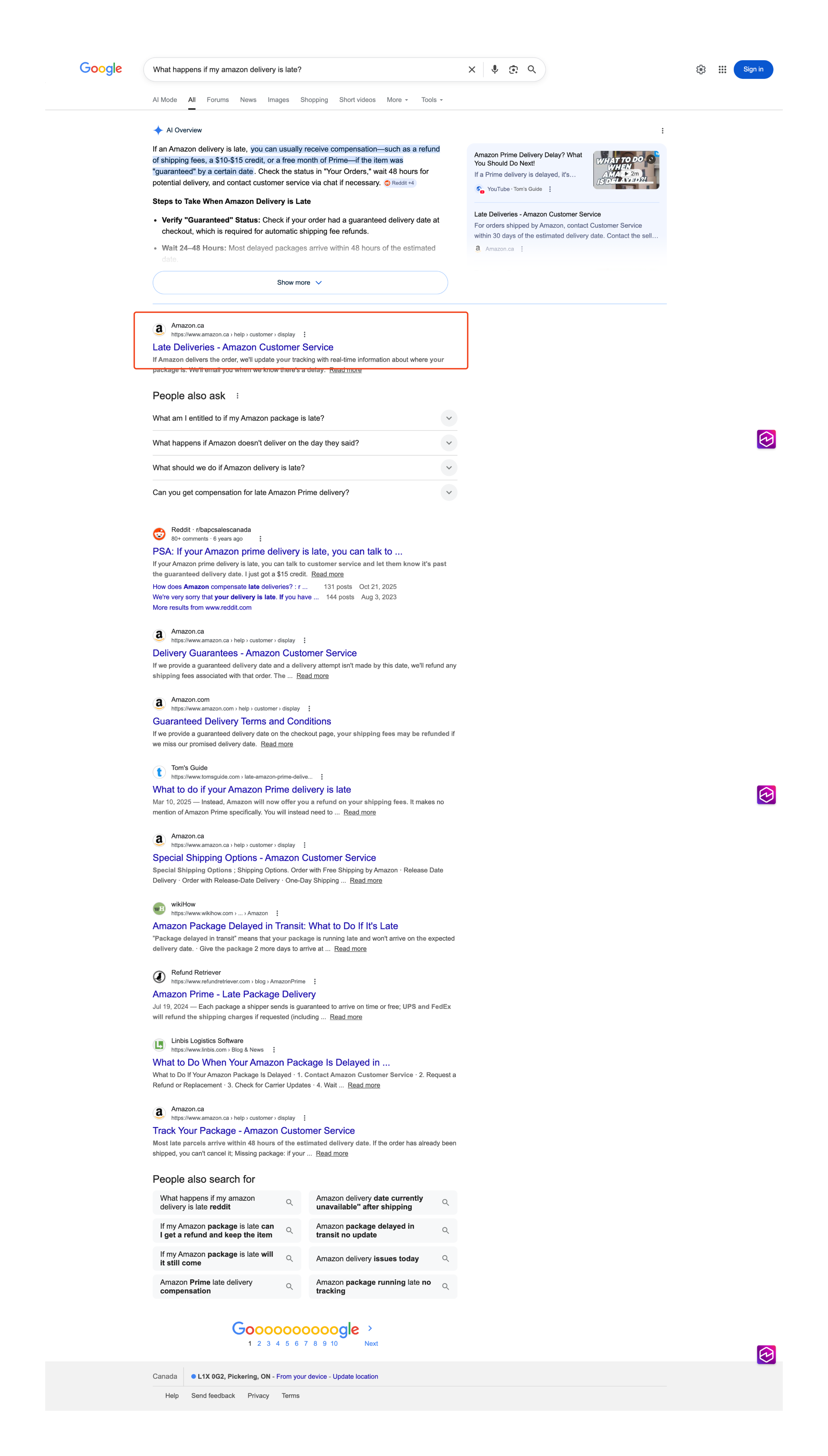 Step 2: Search results